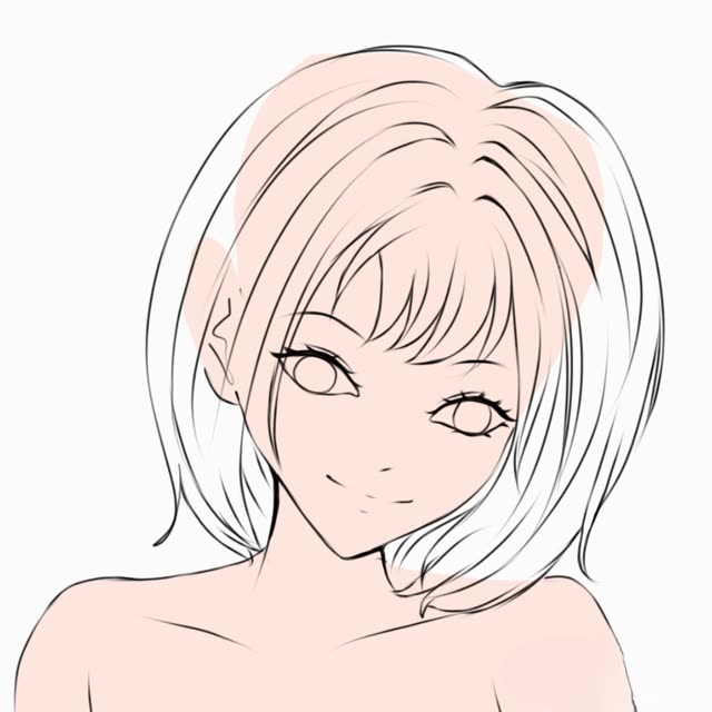 Line art of a Mori girl